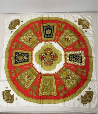 Hermes Post and Cavalry Silk Scarf Military Badge Vintage 100