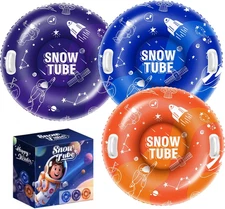 3Pack 36" Snow Tubes for Kids & Adults - Cold-Resistant Inflatable Snow Sleds, H