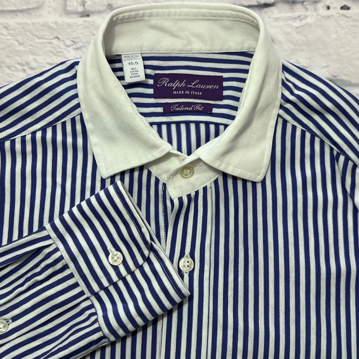 Ralph Lauren Purple Label Blue Long Sleeve Dress Shirts for Men