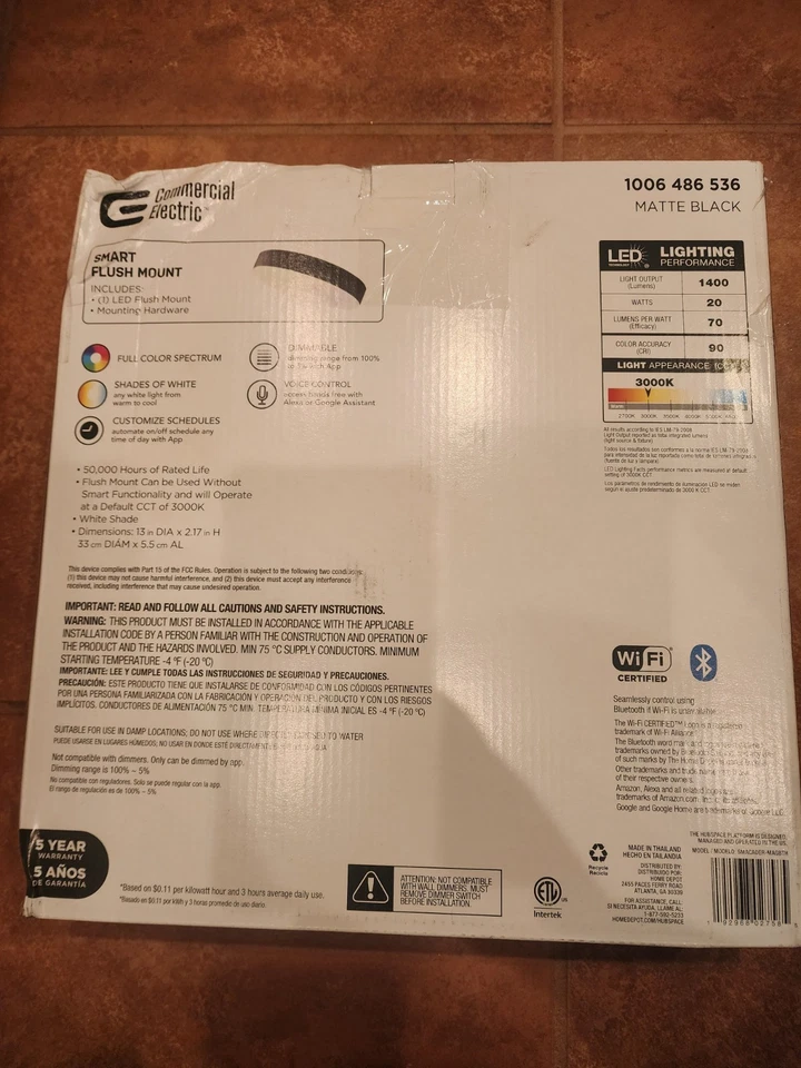 13 pulgadas Luz Mate Negro Ajustable CCT y Cambio de Color LED Integrado Techo Foto 2 de 4