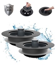 Hibbent 2 Pack 3 In 1 Kitchen Sink Drain Strainer And Stopper Combo Stainless