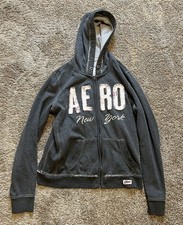 Aero NY Aeropostale Hoodie Full Zip Grey Gray Women's Lined XL EXTRA LARGE