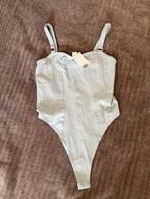 H M Light Blue One Piece Bodysuit Adjustable Straps Women's Size S