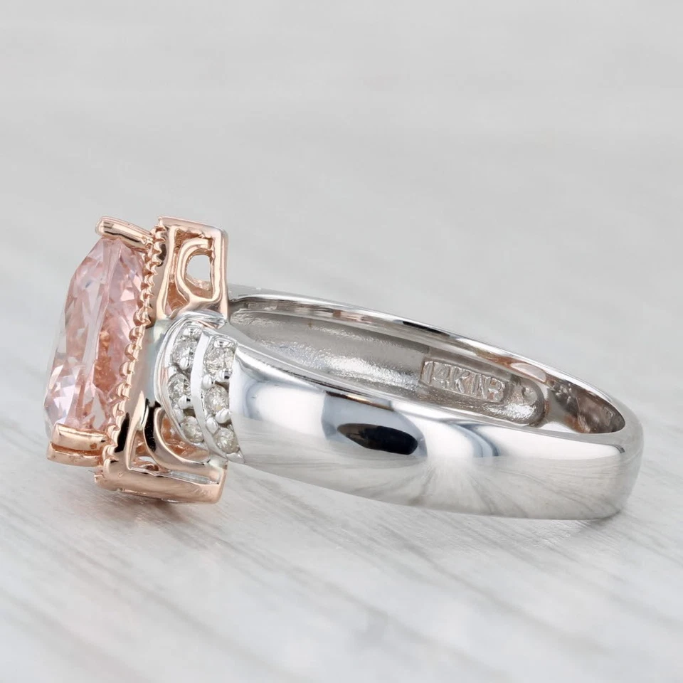 3.37ctw Pink Morganite Diamond Ring 14k Rose White Gold Size 9 - Image 3 of 4