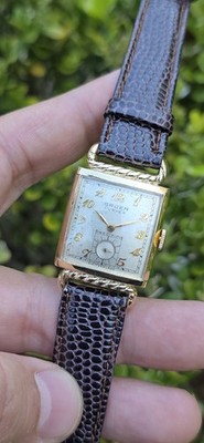 Vintage GRUEN CURVEX Precision  Ref 440 498 Fancy Case Lugs  Men's 10kGF Watch 