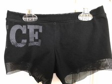 Girls XS Dance Shorts, Black with Sheer Overlay and Tone-on-Tone  DANCE  