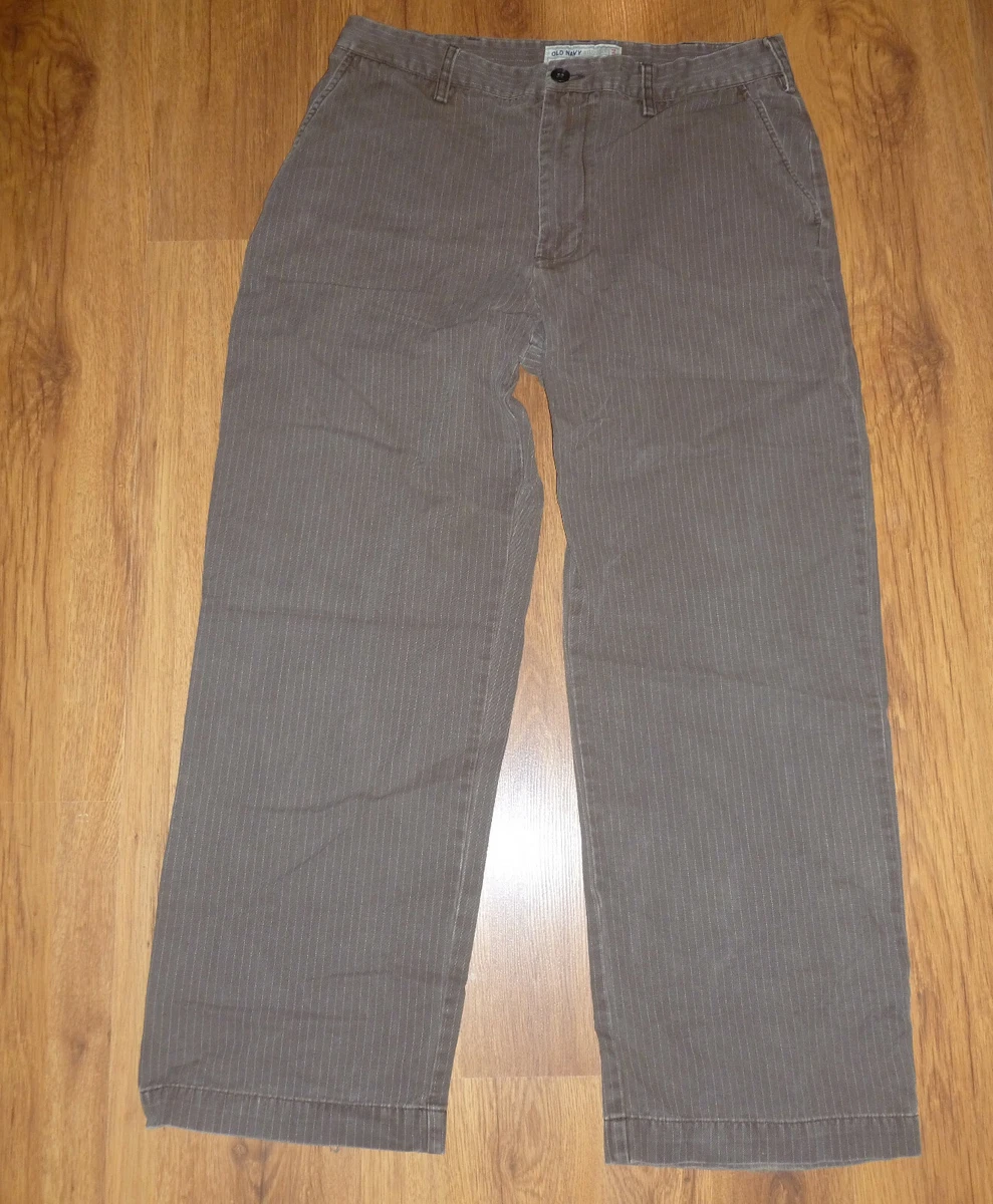 Old Navy Loose Khakis Chino Brown Pinstripe Men s Pants 34 x 30