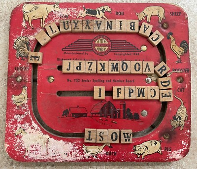 Vintage Richmond Educational Spelling Board Letters & Numbers Home school 1948