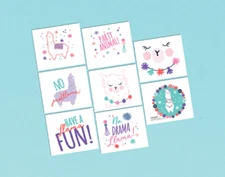 LLAMA FUN Temporary Tattoos Party Favours Loot Lolly Bag Birthday