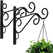 2pcs Wall Hanger Heavy Duty Metal Hanging Basket Bracket Flower Pot Hook Hanger