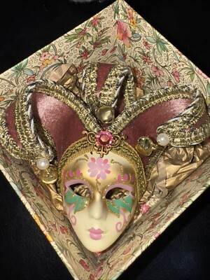 La Maschera Del Galeone Mask Venice Italy Pink Pink & Gold - 6'' Handpainted