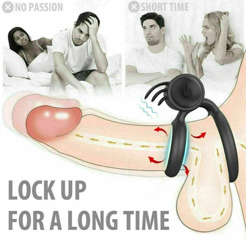 Men Penis Cock Ring Vibrator G-spot Dildo Massager Sex Toys For Women Couples - Picture 3 of 14