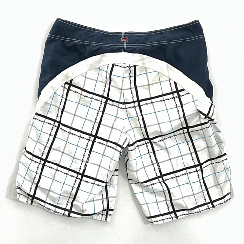 Quiksilver Mens Board Shorts Swim White Blue Plaid Drawstring 36 - Picture 2 of 6