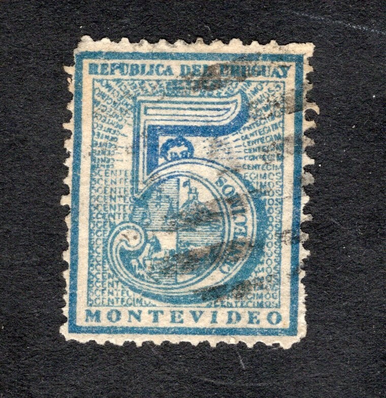 Uruguay 1866 stamp Mi#33A pos 63 Diff Cancellation used #8
