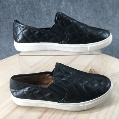 Report Shoes Womens Slip On Sneakers Black Faux Leather