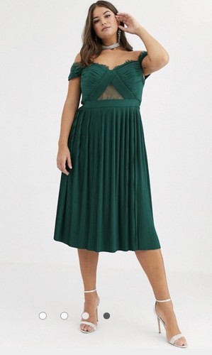 Asos Design Curve Lace And Pleat Bardot 