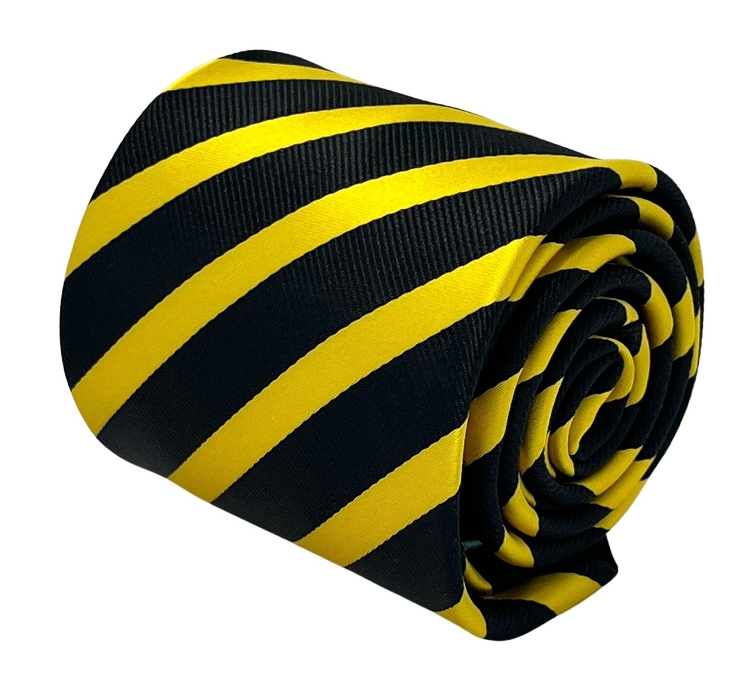 black and yellow club striped tie design luxury British Frederick Thomas