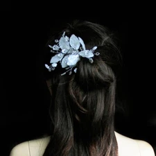 1 White Rhinestone Mixed Floral Beaded Sequin Bridal Wedding Hair Pin 