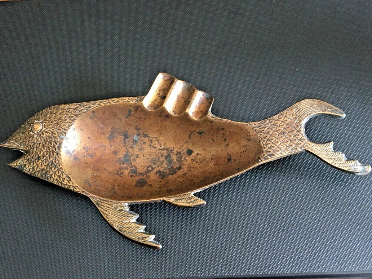 Antique Old Rare Handmade Fish Shape Rare Brass Smoking