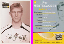 Panini Team Card Mistrzostwa Świata 2006 nr 6 na Mertesacker z autografem