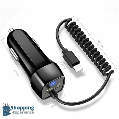 SHOPPING - EXP Car Charger LED Cable For iPhone 11 12 XS X XR 8 7 6, DC12-2V 2.1A Fast Charging