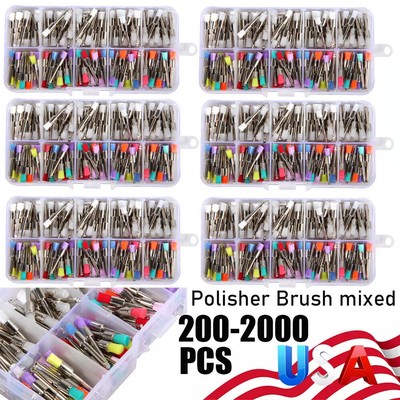 200-2000PCS Dental Nylon Polishing Flat Latch Polisher Prophy Brush Disposable