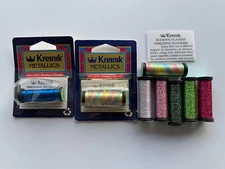 Vintage Kreinik Metallic Thread Braid Cross stitch Needlepoint Lot of 8 NOS
