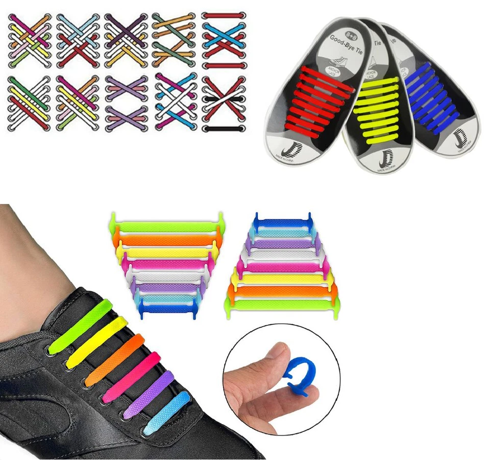 Lacet Chaussure Élastique Silicone Baskets Adulte Enfants facile 16 piéces - Photo 2/4