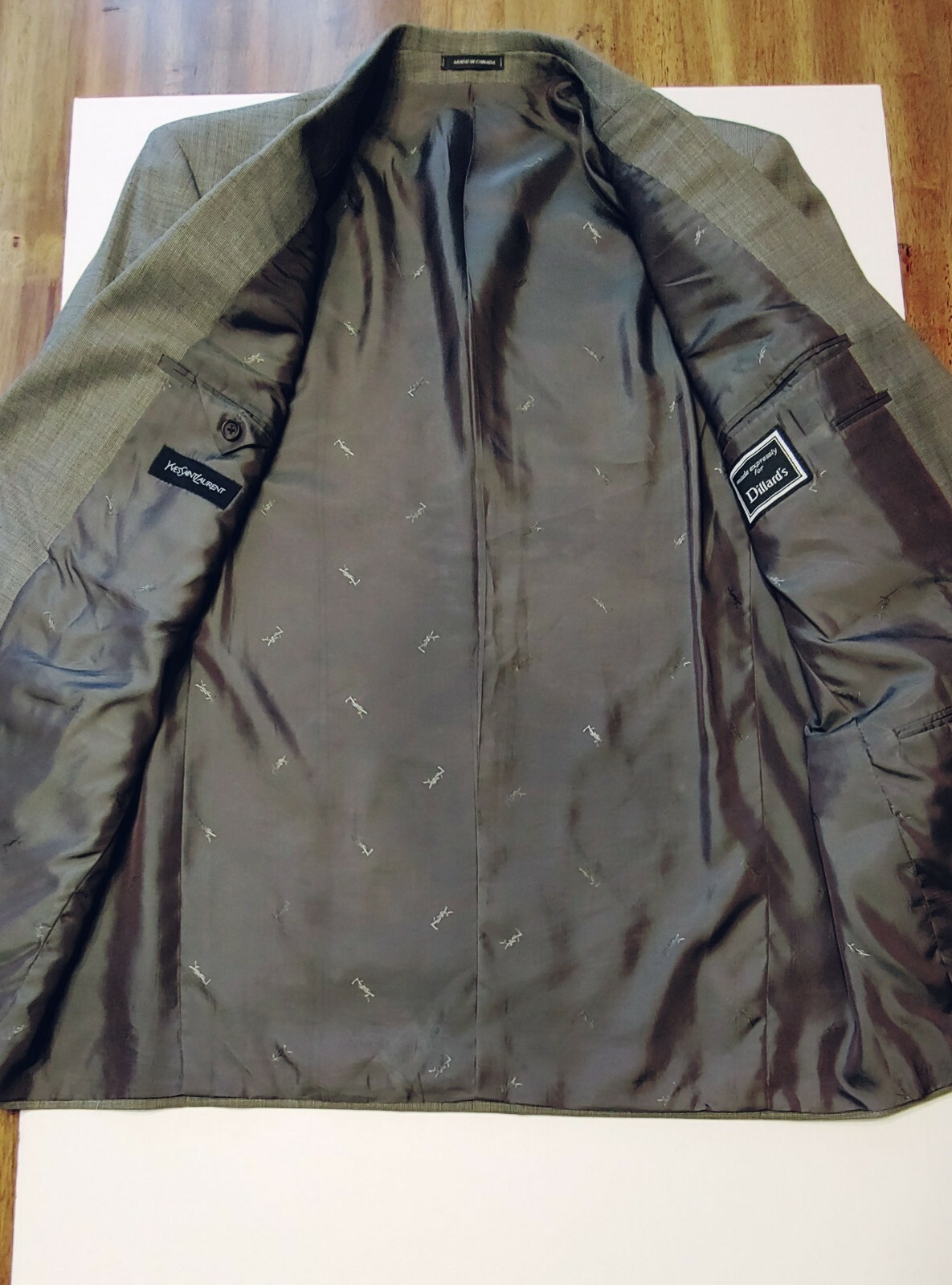 GIACCA YSL YVES SAINT LAURENT GRIGIO MARRONE CHIODO 2 BtTN (44L 35W)