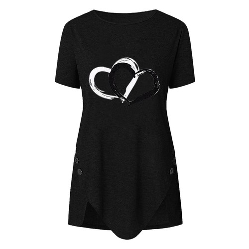 Women Tunic Long Tops Summer Short Sleeve Blouse Ladies Casual T Shirt Plus Size - Picture 4 of 24
