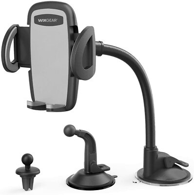 WixGear 3-in-1 Car Phone Mount Air Vent Holder Dashboard and Windshield Mount