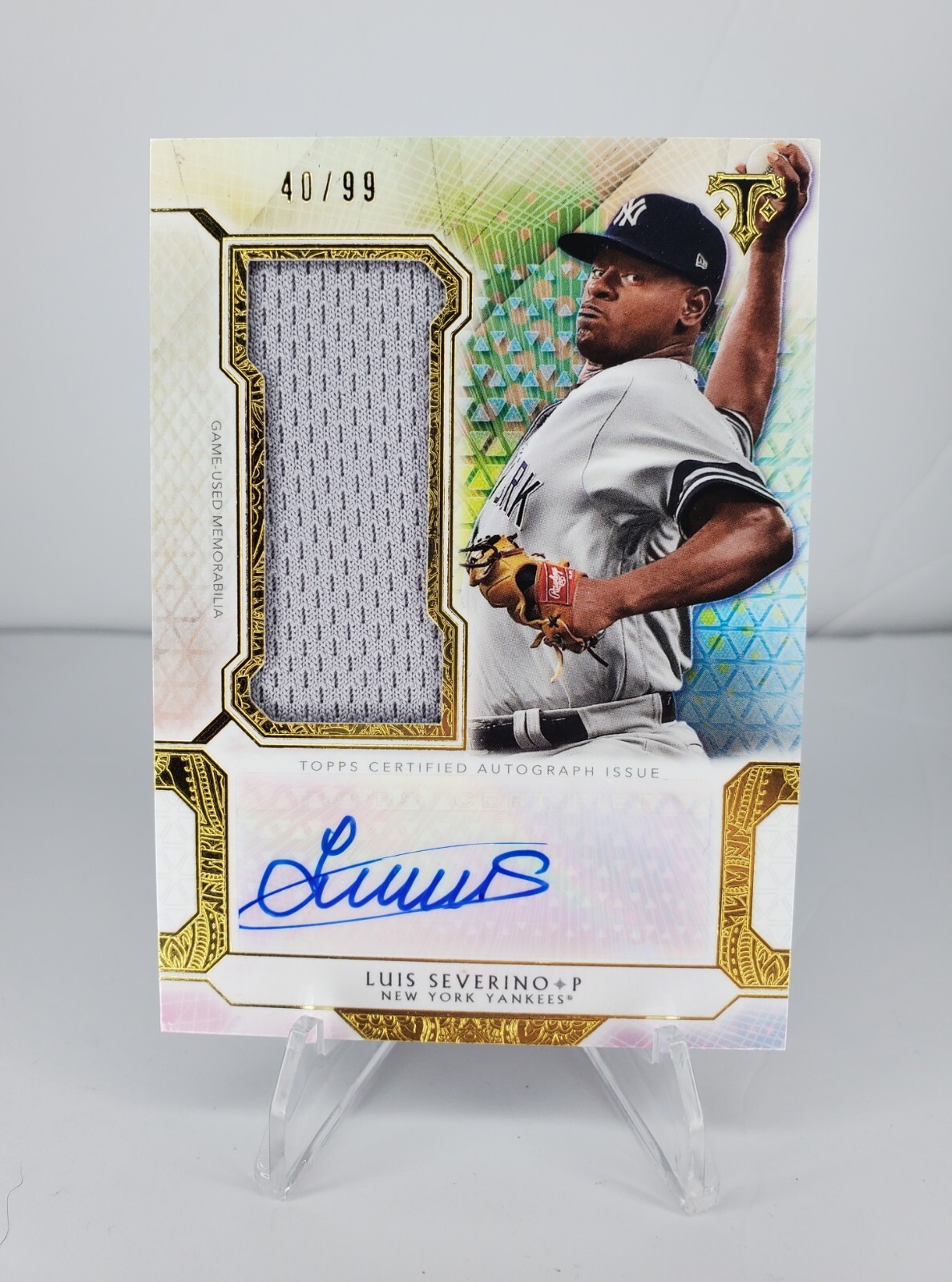 2018 Topps Triple Threads Single Jumbo Relics /99 Luis Severino #UAJR-LSE Auto 