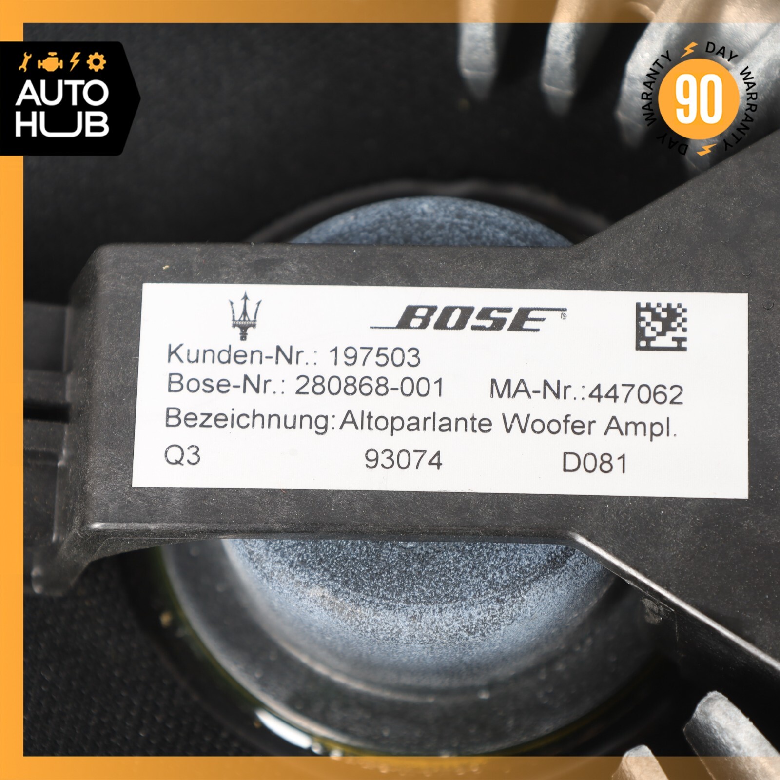 03-19 Maserati GranTurismo Rear Bose Subwoofer Sub Woofer Sound Speaker OEM 61k