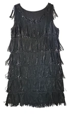 Vintage Black 1920s Flapper Style Costume Dress Distinctive Costume Co Women XL