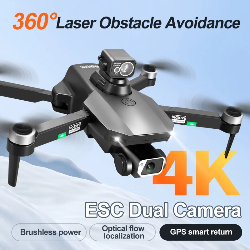 Drone pliant avec 4k Hd Dual Cameras, Wifi Brushless Gps Rc