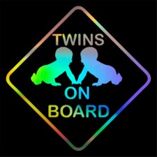 2pcs TWINS BABY ON BOARD Car Window Door Auto Bumper Truck Funny Decal Sticker