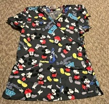 Disney Mickey Mouse "It all starts with a mouse", Scrub Top, Size XS, 2 Pocket