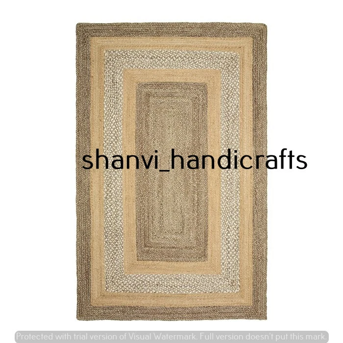 Bohemian Home Decor Rug Jute Rectangle Rug Beautiful Living Room Jute Area Rugs - Image 3 of 4