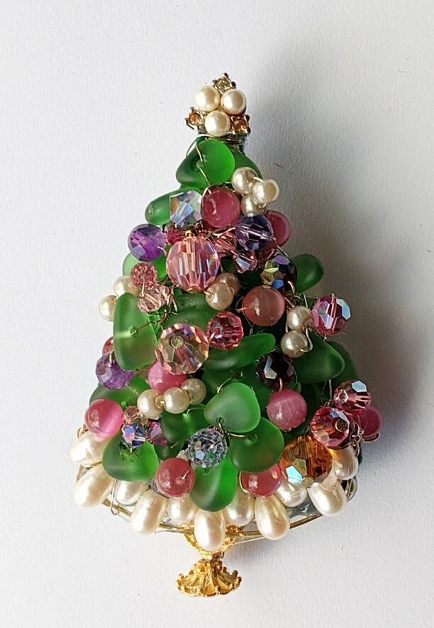 Christmas Tree Brooch Pin Handcrafted And Signed eBay