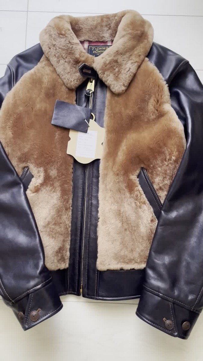 Y'2 LEATHER Y2-10-25SP HORSE HIDE GRIZZLY JACKET INDIGO