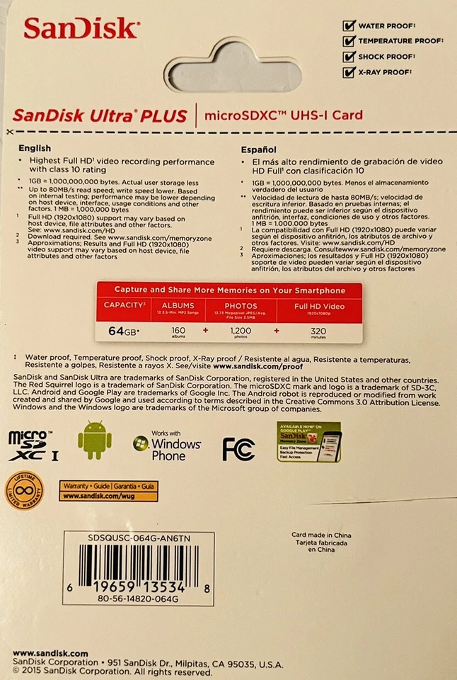 SanDisk - Ultra Plus 64GB microSDXC Class 10 UHS-1 Memory Card - Red/Gray - Image 2 of 2