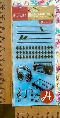 STENCIL 1 ED ROTH birds radio headphones cassettes music texture ...