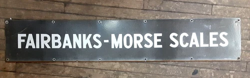 Vintage Old Original FAIRBANKS-MORSE SCALES SIGN - Porcelain - 50" X 9"