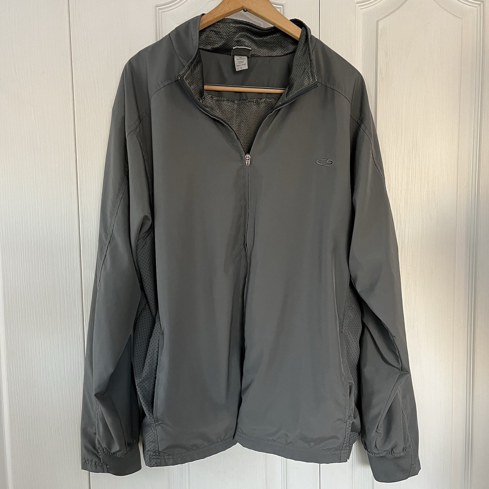 Champion Windbreaker Track Jacket Mens XL Grey Full Zip Retro Y2K