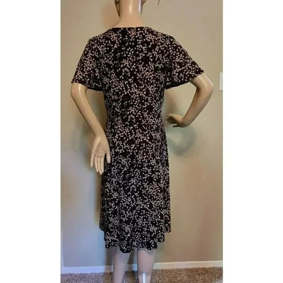 Vestido De Colección Simulado Envolvente Negro/Púrpura Punteado Imperio Cintura Cuello en V Para Mujer Talla M CAPAS Foto 3 de 4