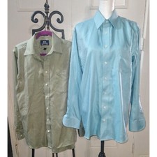 2 Stafford Mens Long Sleeve Button Up Collared Dress Shirt Size 15.5-32-35 SALE!