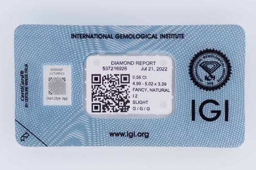 💎 Diamante de lujo amarillo pardusco brillante 0,56 ct. - I2 - Certificado IGI 💎 - Imagen 5 de 5