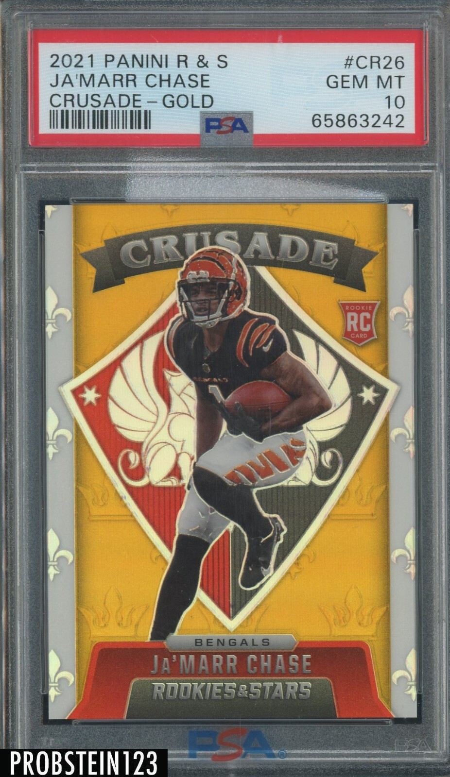 JaMarr Chase Panini Rookies & Stars Crusade #CR26 Gold