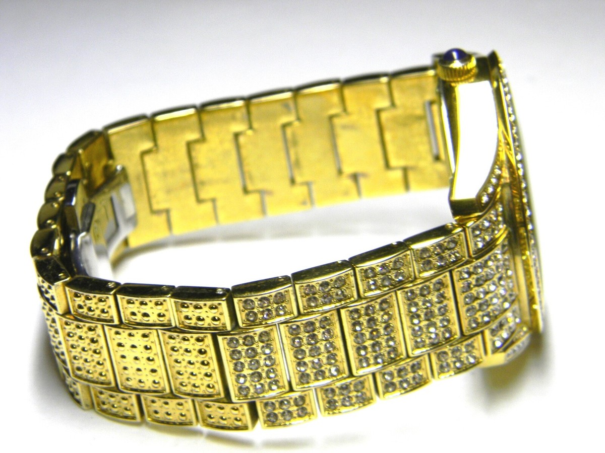 lot Z mens Croton Balliamo 520 Swarovski Crystal Gold Tone Bling