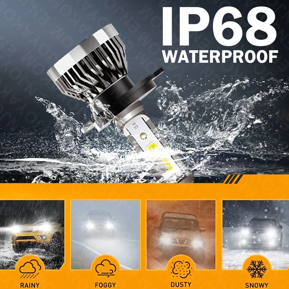 For Yamaha YZF600R 1995-2007 H4 9003 LED Headlight Bulb Hi/Low Beam 6000K White - Image 4 of 4